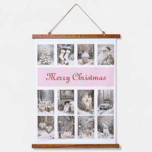 Merry Christmas Collage Holiday Scenes Hanging Tapestry