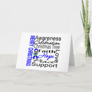 Merry Christmas Colon Cancer Ribbon Collage Holiday Card