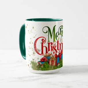 Merry Christmas, colorful holiday greetings, Mug