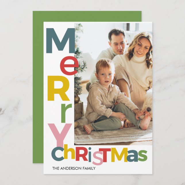 Merry Christmas Colorful Photo Invitation (Front/Back)