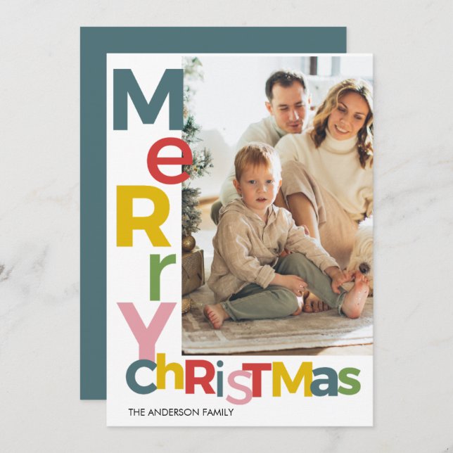 Merry Christmas Colorful Photo Invitation (Front/Back)