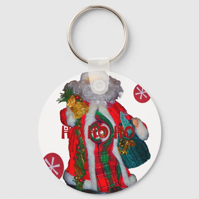 Merry Christmas Colorful Santa Claus Art Print  Key Ring (Front)