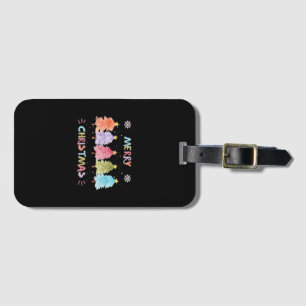 Merry Christmas Colorful Trees Essential Luggage Tag