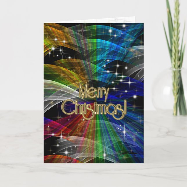 Merry Christmas Colour Explosion PERSONALIZED Holiday Card (Front)