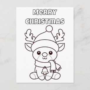 Merry Christmas Colour Me Reindeer  Postcard