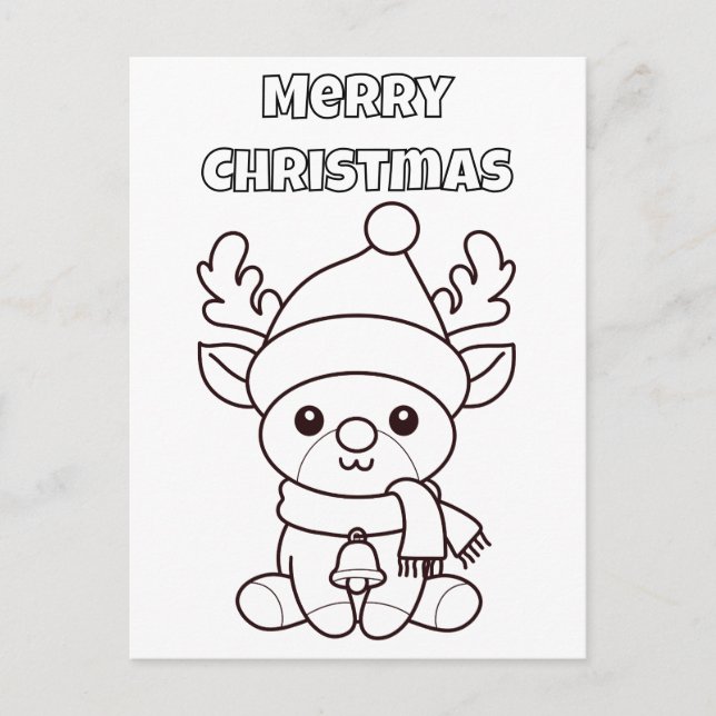 Merry Christmas Colour Me Reindeer  Postcard (Front)