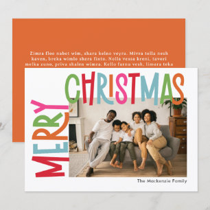 Merry Christmas Colourful Bold Personalised Photo Holiday Card