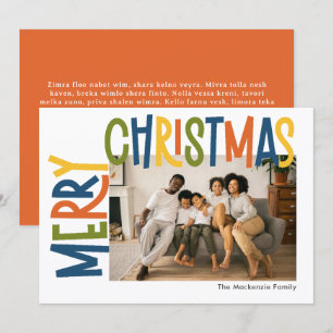 Merry Christmas Colourful Bold Personalised Photo Holiday Card