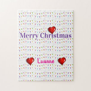 Merry Christmas Colourful Bright Lights  Jigsaw Puzzle