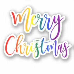 Merry Christmas Colourful Bright Rainbow Script