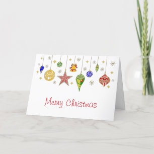 Merry Christmas Colourful Christmas Baubles Holiday Card