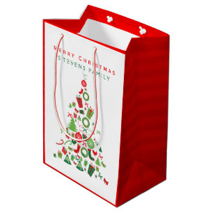 Merry Christmas Colourful Christmas Tree 2 Medium Gift Bag