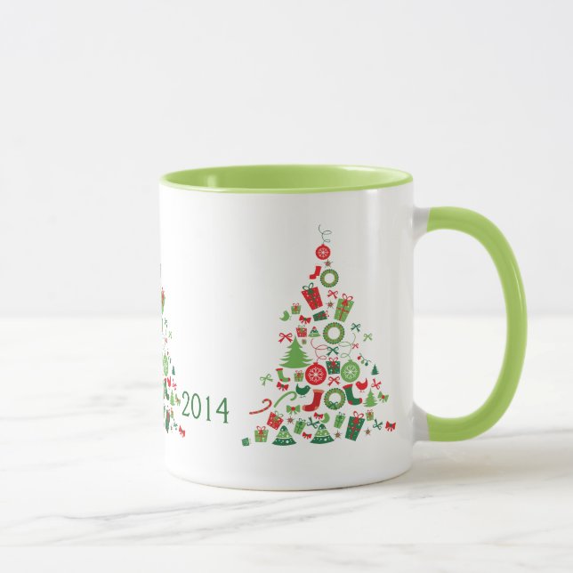 Merry Christmas Colourful Christmas Tree Mug (Right)