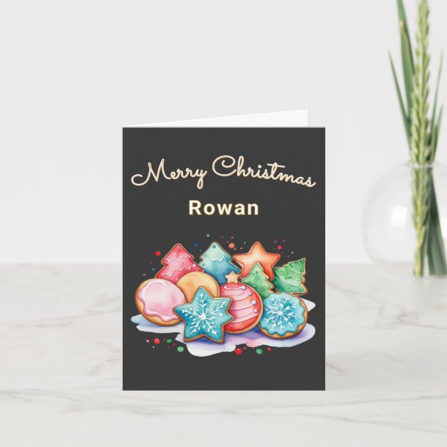 Merry Christmas Colourful Cookies Personalised Holiday Card (Front)