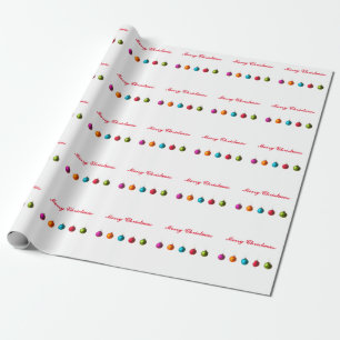 Merry Christmas colourful decoration with text Wrapping Paper