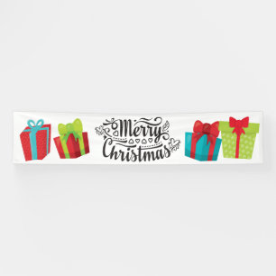 Merry Christmas colourful gifts presents Banner