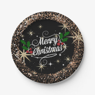 Merry Christmas, colourful holiday design Paper Plate