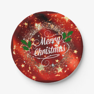 Merry Christmas, colourful holiday design Paper Plate