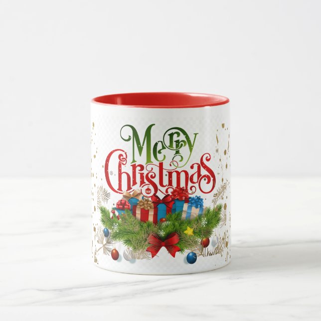 Merry Christmas, colourful holiday greetings, Mug (Center)