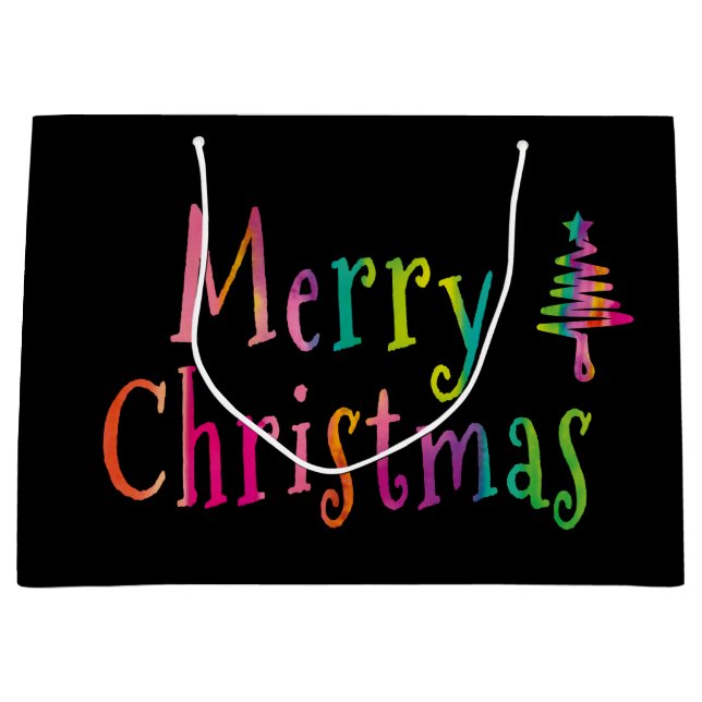 Merry Christmas Colourful Large Gift Bag (Front)