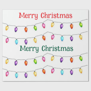 Merry Christmas Colourful Lights Wrapping Paper