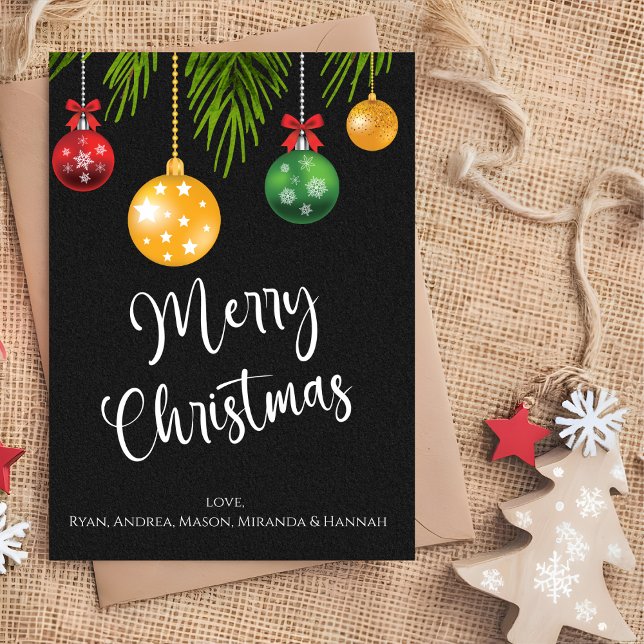 Merry Christmas Colourful Ornaments Holiday Card (Creator Uploaded)