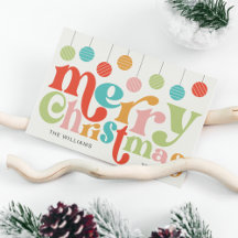 Merry Christmas Colourful Retro Ornaments