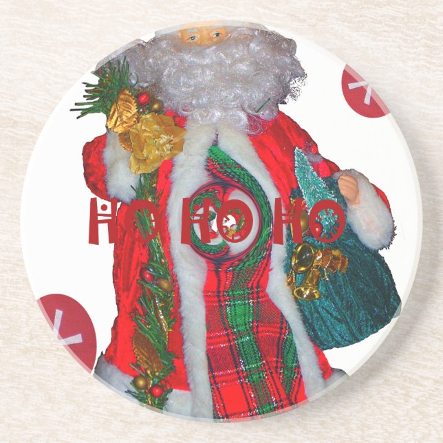 Merry Christmas Colourful Santa Claus Art Print  Coaster (Front)