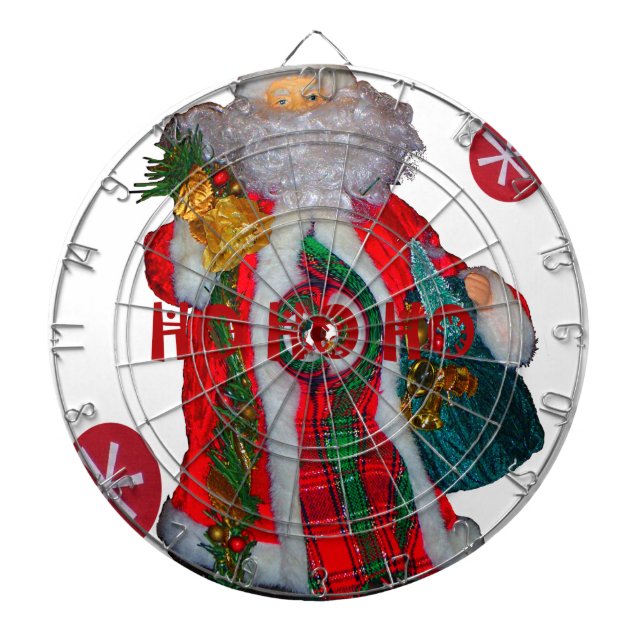 Merry Christmas Colourful Santa Claus Art Print  Dartboard (Front)