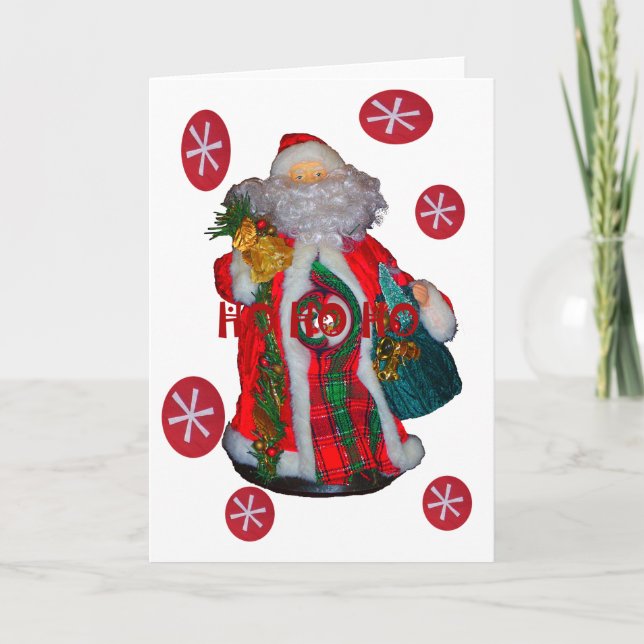 Merry Christmas Colourful Santa Claus Art Print  Holiday Card (Front)
