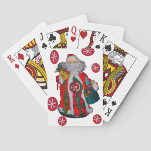 Merry Christmas Colourful Santa Claus Art Print Playing Cards