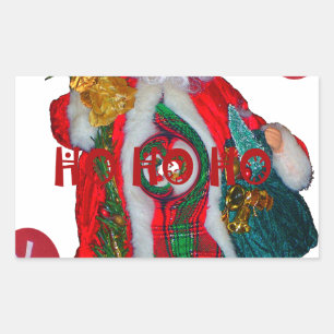 Merry Christmas Colourful Santa Claus Art Print Rectangular Sticker