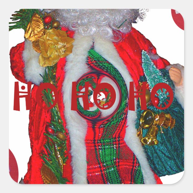 Merry Christmas Colourful Santa Claus Art Print  Square Sticker (Front)