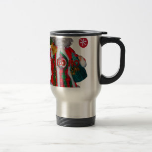 Merry Christmas Colourful Santa Claus Art Print  Travel Mug