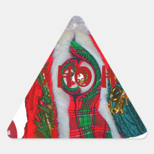 Merry Christmas Colourful Santa Claus Art Print  Triangle Sticker