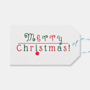 Merry Christmas Colourful Script & Hanging Ornamen Gift Tags