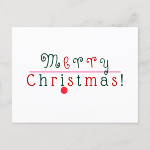 Merry Christmas Colourful Script & Hanging Ornamen Postcard