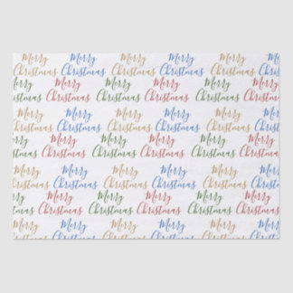 Merry Christmas Colourful Script Pattern Words Tissue Paper
