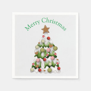 Merry Christmas colourful snow Christmas tree Napkin