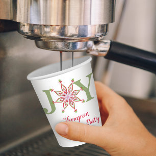 Merry Christmas Colourful Snowflake Typography Joy Paper Cups