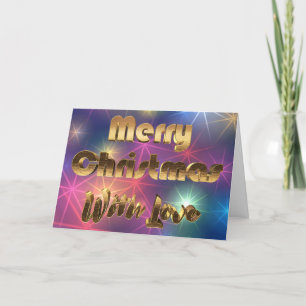 Merry Christmas Colourful Stars Gold Typography Holiday Card