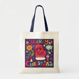 Merry Christmas Colourful Text  & Christmas Knit Tote Bag