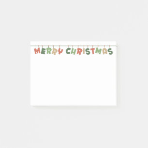 Merry Christmas colourful text hanging garland Post-it Notes