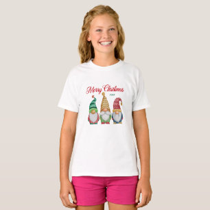 Merry Christmas Colourful Watercolor Garden Gnomes T-Shirt