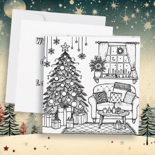 Merry Christmas Colouring Page Invitation