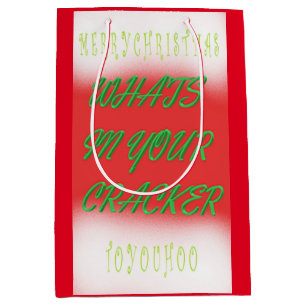 Merry Christmas colours green and seasonal red Medium Gift Bag
