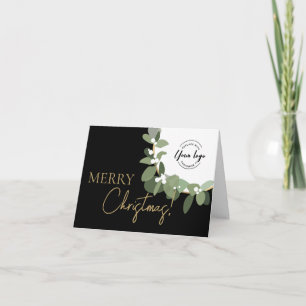 Merry Christmas Company Logo Wreath Small Custom Holiday Card