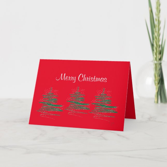 Merry Christmas - Contemporary Red Holiday Card (Front)