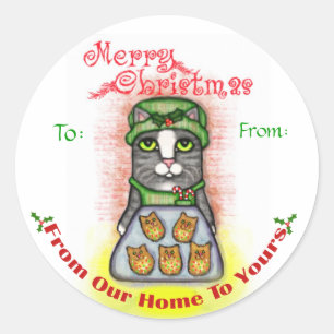 Merry Christmas Cookie Baker Cat Stickers
