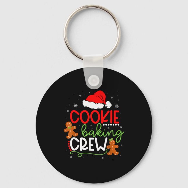 Merry Christmas Cookie Baking Crew Ginger Santa Pa Key Ring (Front)
